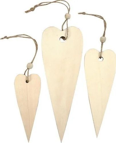 Zawieszki ze sklejki Serca 3 rozmiary