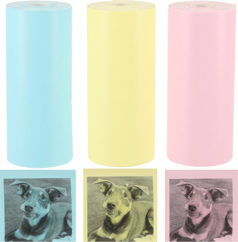 Rolki papier wkład termiczny do mini drukarki 5,7cmx3m 3 sztuki kolorowe