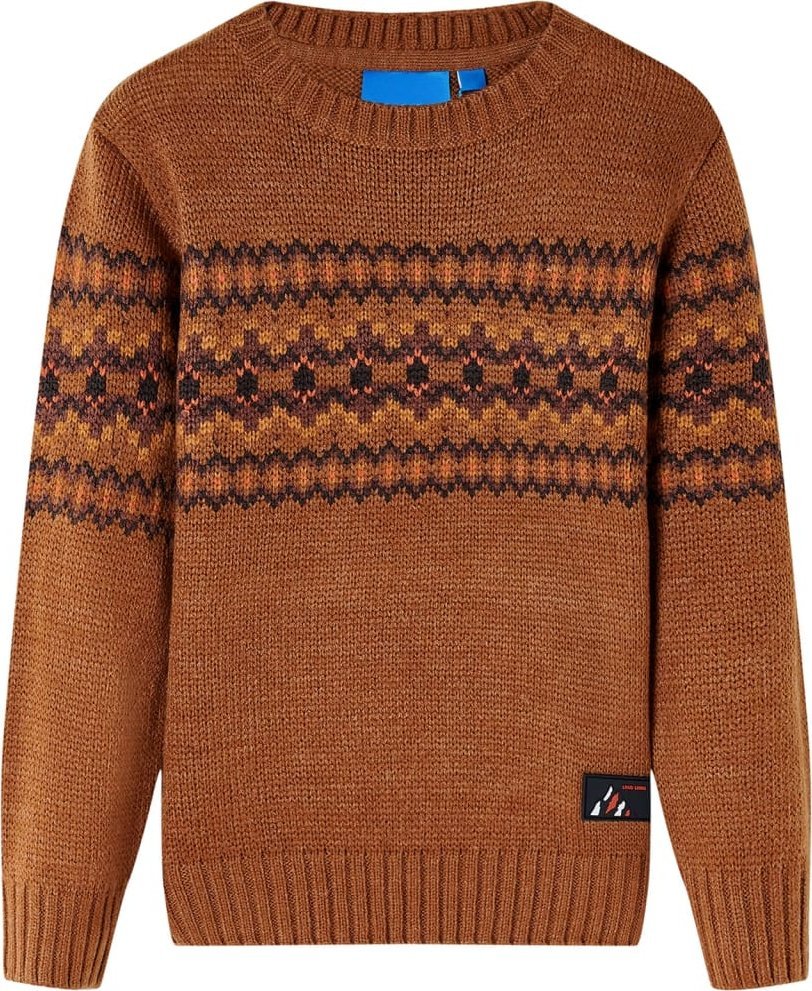 vidaXL Sweter dziecięcy z dzianiny, koniakowy, 116