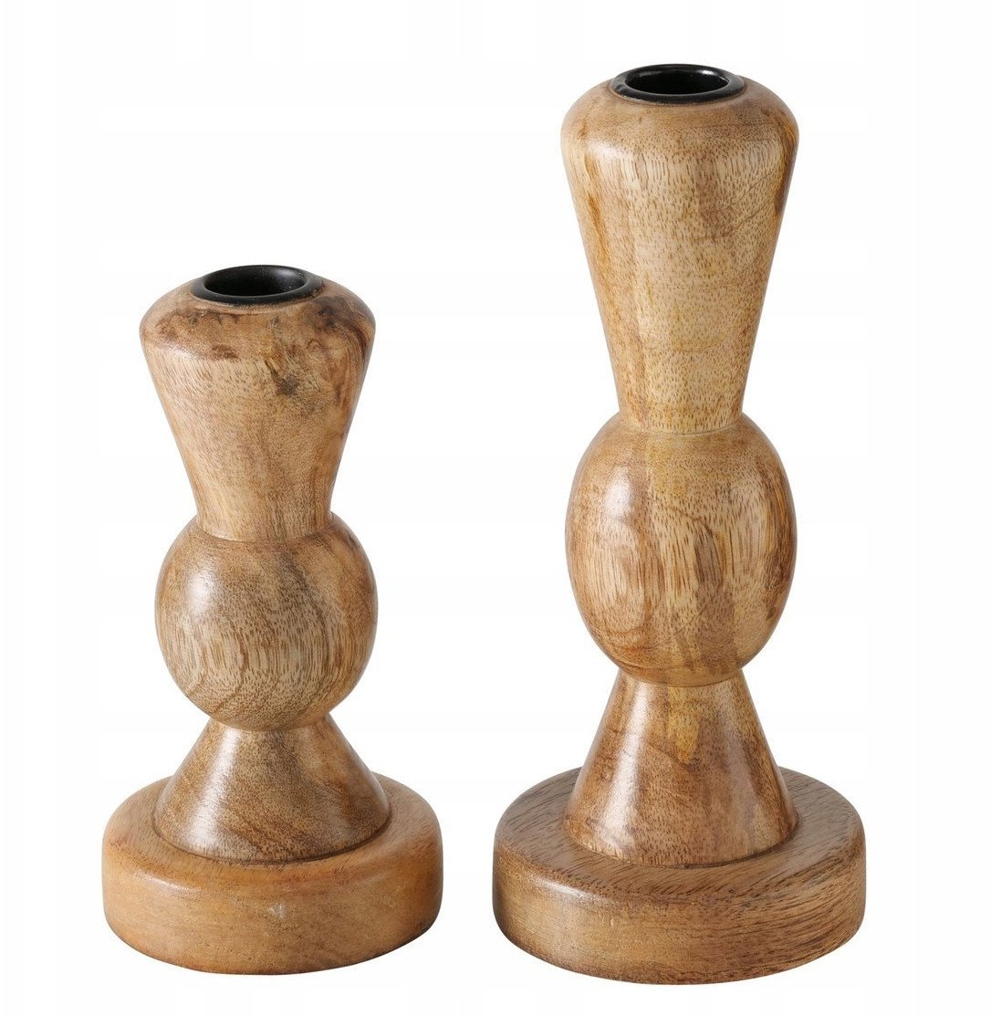 Drewniany świecznik, KESSA, 16 - 20,5 cm, 2 sztuki