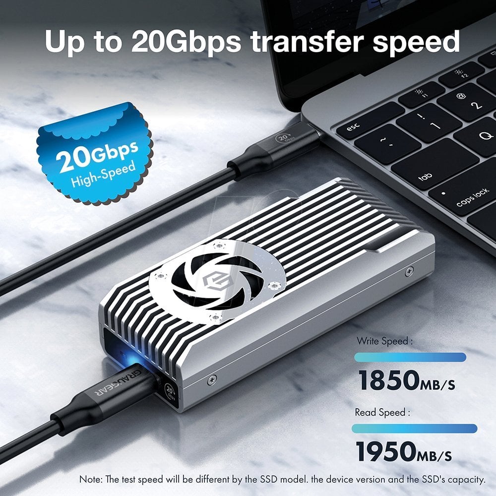Kieszeń Graugear GRAUGEAR externes Gehäuse M.2 NVMe mit Lüfter 20Gbit