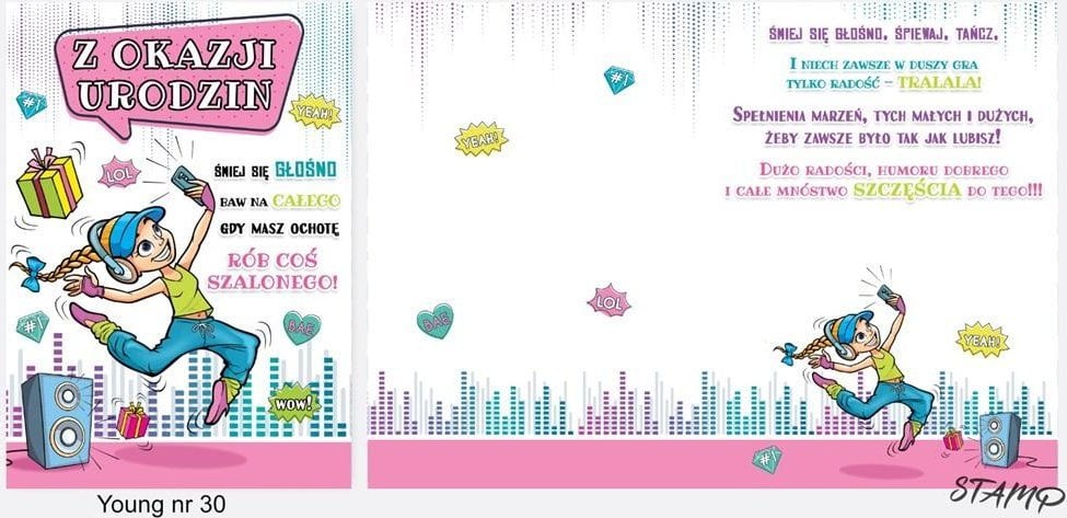 Stamp Karnet Young B6 + koperta wzór nr 30 Urodziny