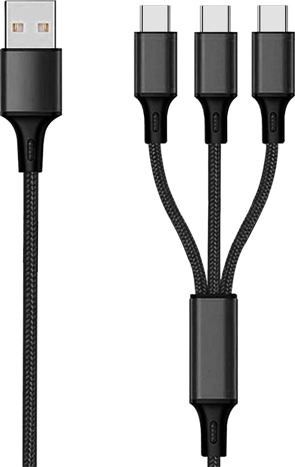 Kabel USB 2GO USB-A - 3x USB-C 1.5 m Czarny (797156)