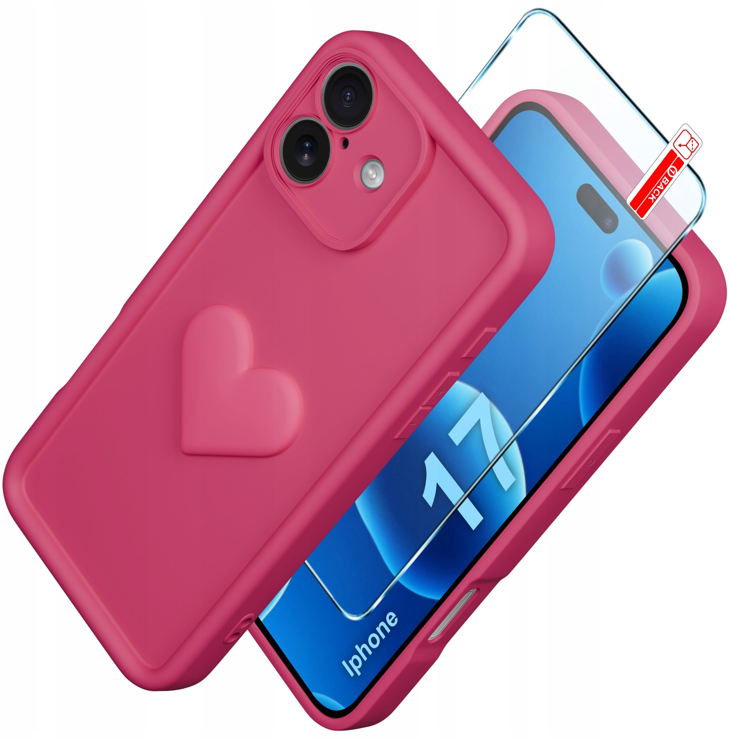 Etui do iPhone 17 CASE silikonowe MATOWE serce + Szkło ochronne 9H