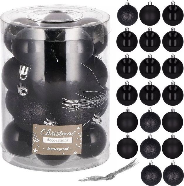 Springos Bombki choinkowe 20 szt. ozdoby świąteczne zestaw 4cm czarny UNIWERSALNY