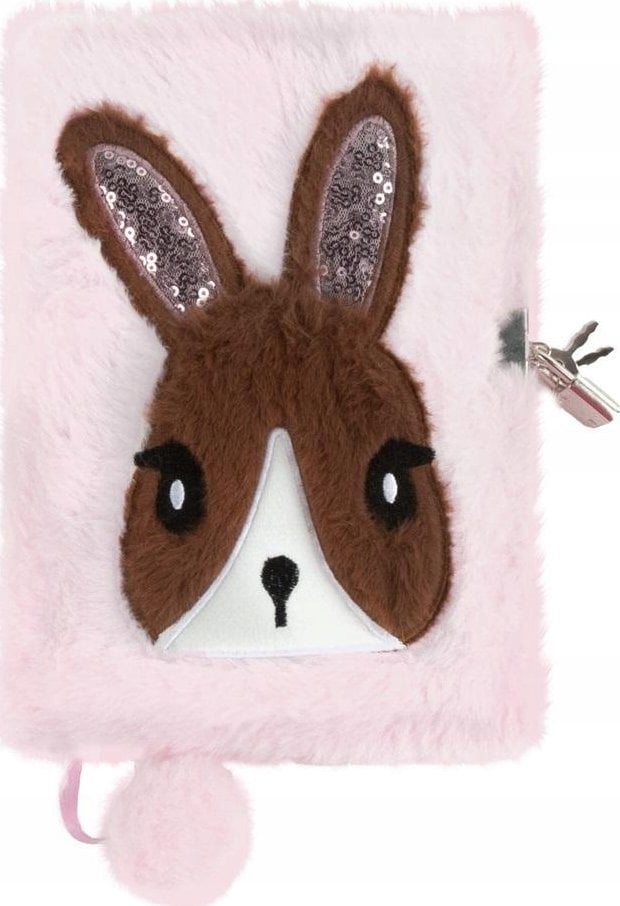Pamiętnik pluszowy z kłódką różowy Królik DERFORM
