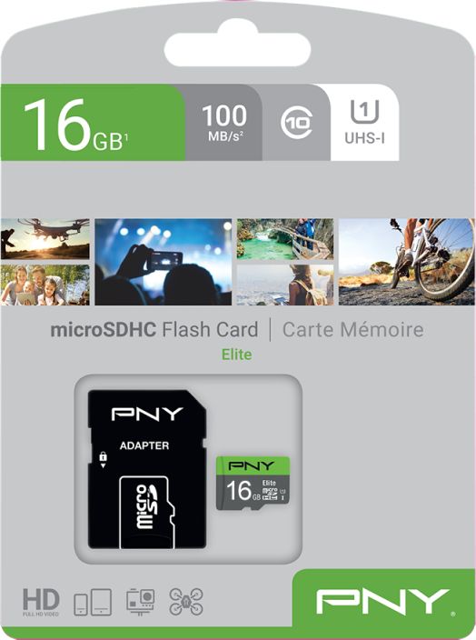 Karta PNY Elite MicroSDHC 16 GB Class 10 UHS-I/U1 A1 V10 (P-SD16GU1100EL-GE)