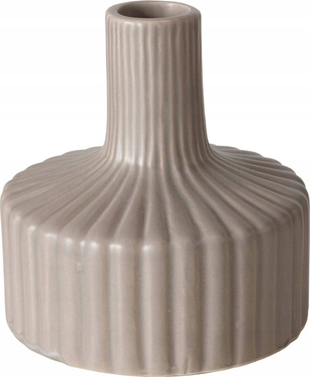 Boltze Prążkowany wazon w kolorze nude LIBELLY, 11 cm