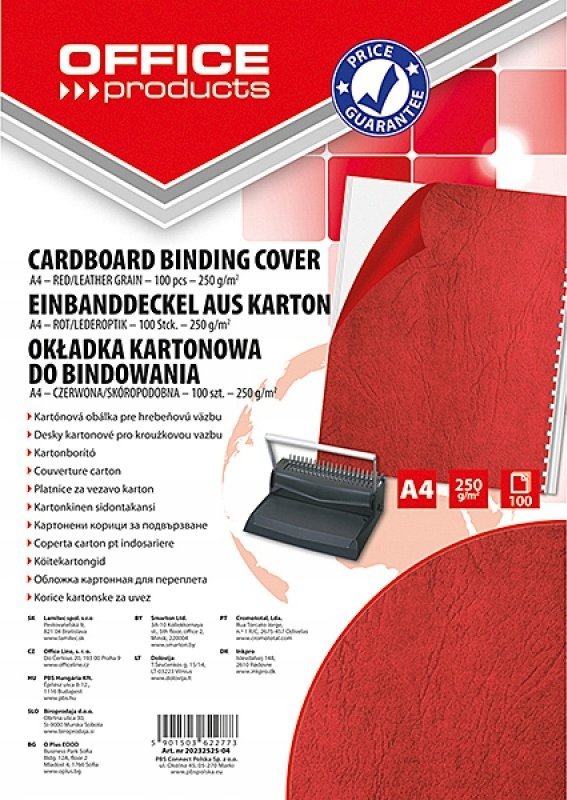 Office Products Okładki do bindowania karton A4 250gsm