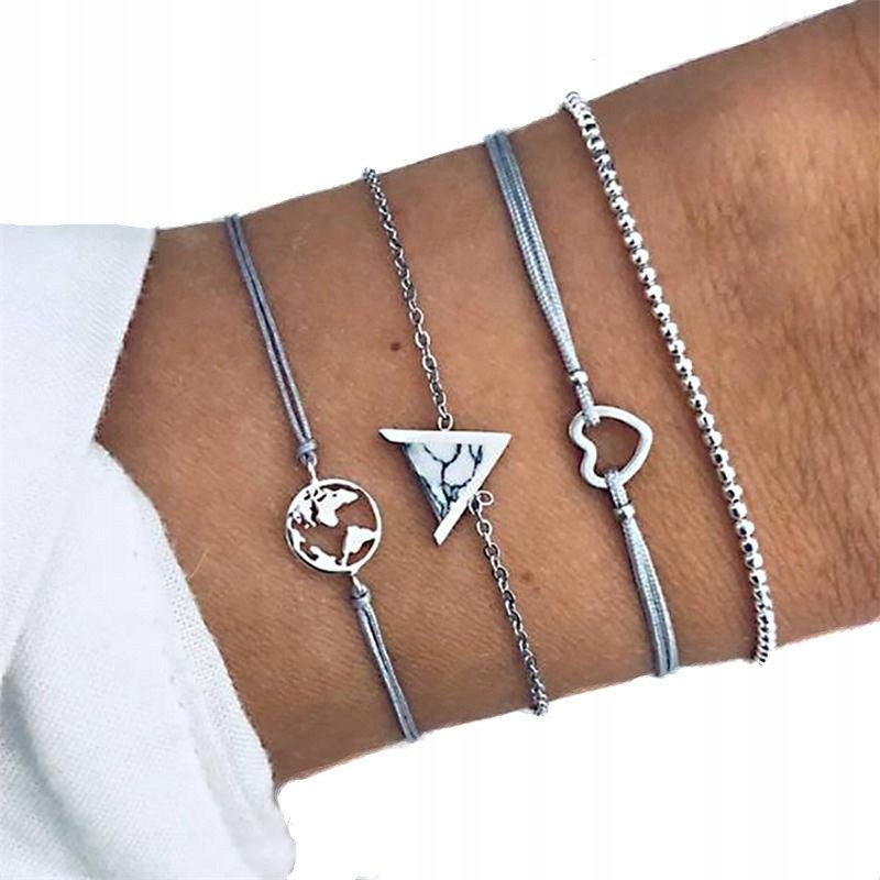 ZESTAW BRANSOLETEK BOHO RETRO PUNK Charms 58