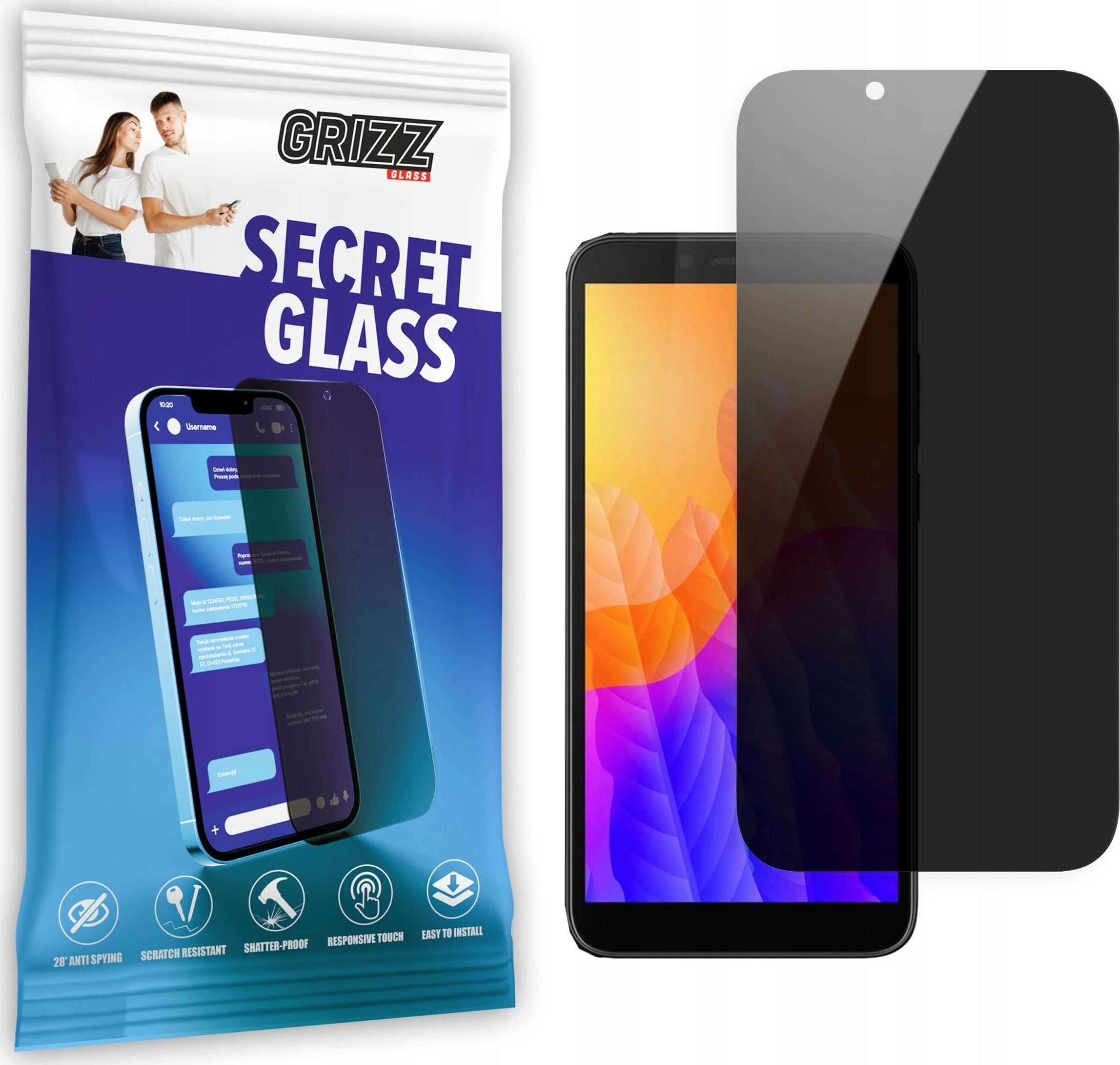 GrizzGlass Szkło prywatyzujące GrizzGlass SecretGlass do Huawei Y5p