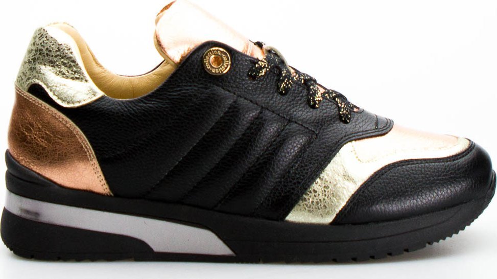 AGA Sneakersy z mieniącymi się wstawkami skórzane czarne Aga-38