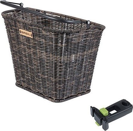 Basil Kosz na kierownicę BASIL BREMEN RATAN LOOK FRONT BASKET, KF A-Head Stem Holder, wspornik 22.4-28.6mm seagrass (NEW 2024)