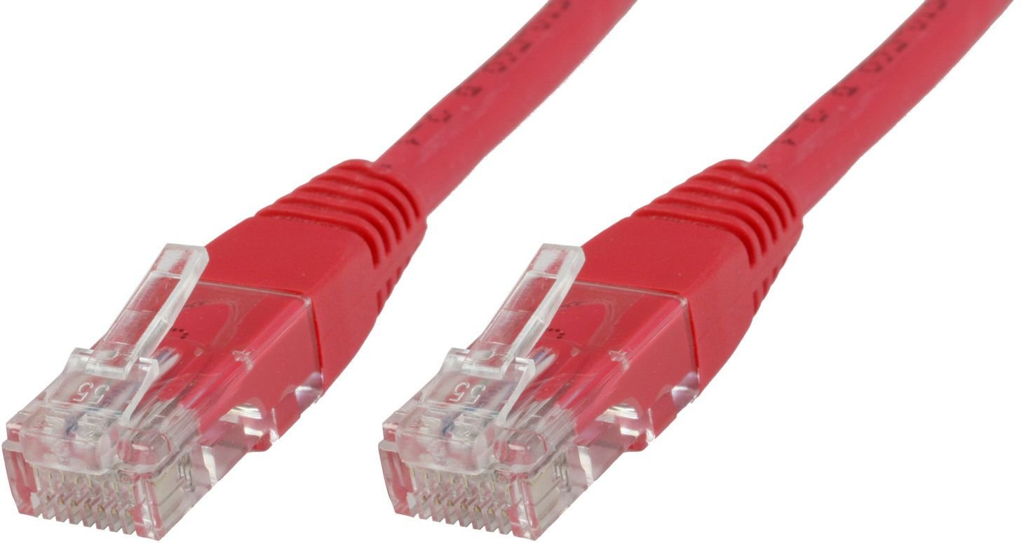 MicroConnect RJ-45/RJ-45, kat.5e, U/UTP, czerwony, 20m (UTP520R)