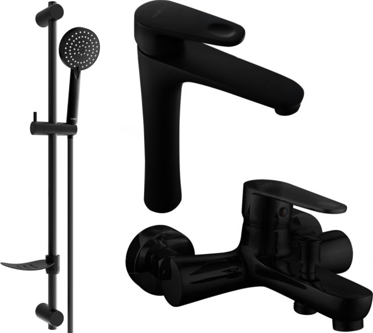 Mexen Mexen Kama DF75 zestaw wannowy, czarny - 72513DF75-70