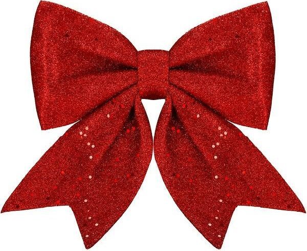 Springos Kokardka świąteczna na choinkę brokatowa zawieszka choinkowa czerwona UNIWERSALNY