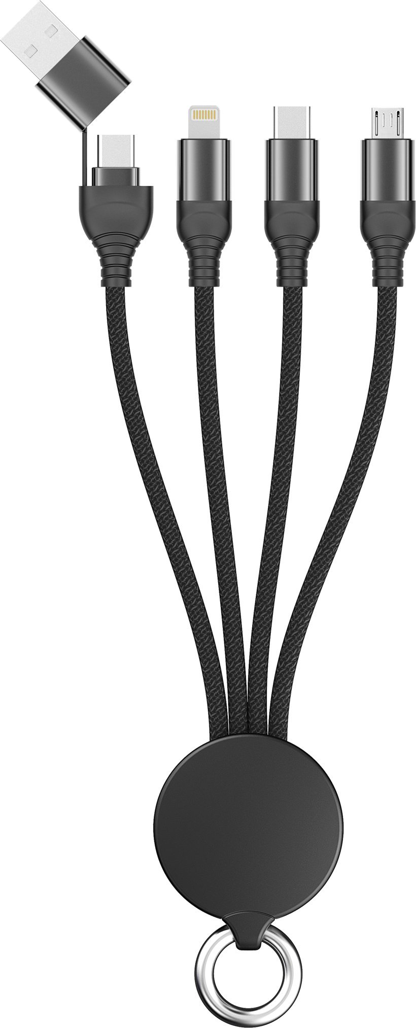 Kabel USB 2GO USB-A + USB-C - USB-C + micro-B + Lightning 0.15 m Czarny (797363)