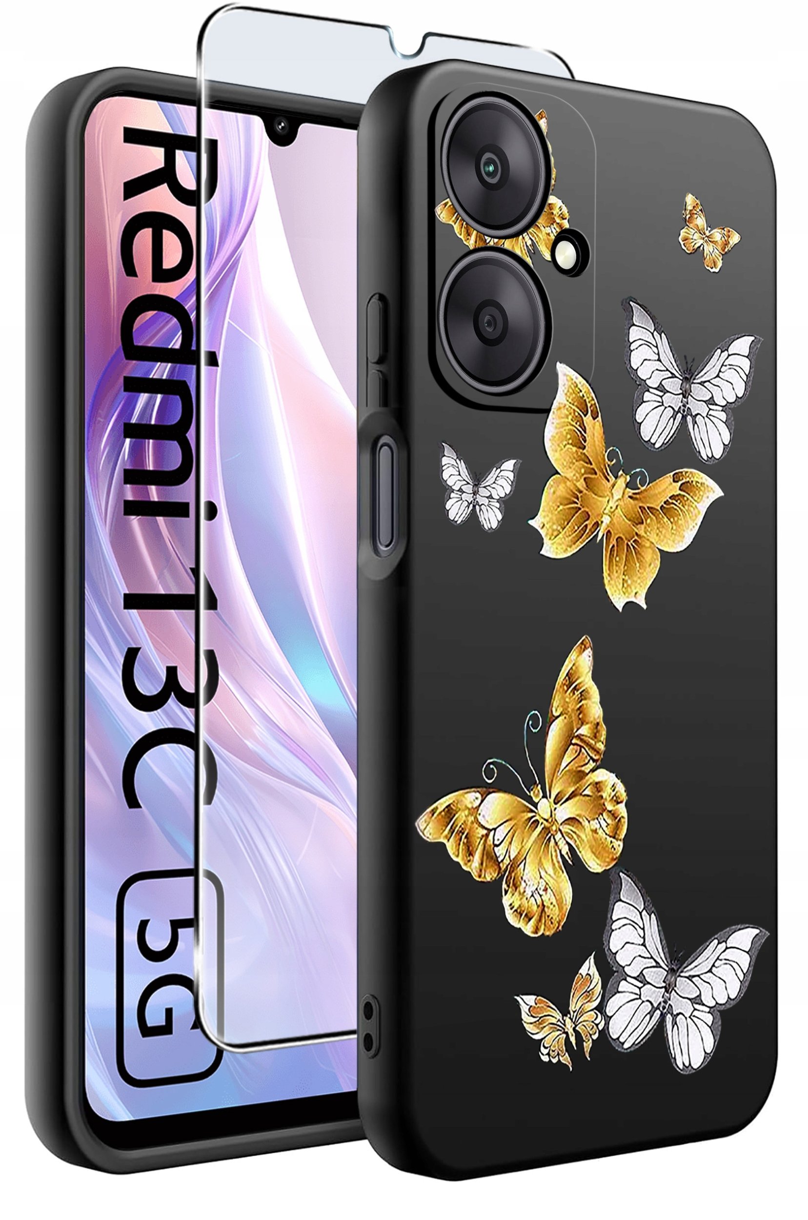 ETUI do Xiaomi Redmi 13C 5G WZORY |SILIKONOWE MATT CASE +SZKŁO HARTOWANE 9H