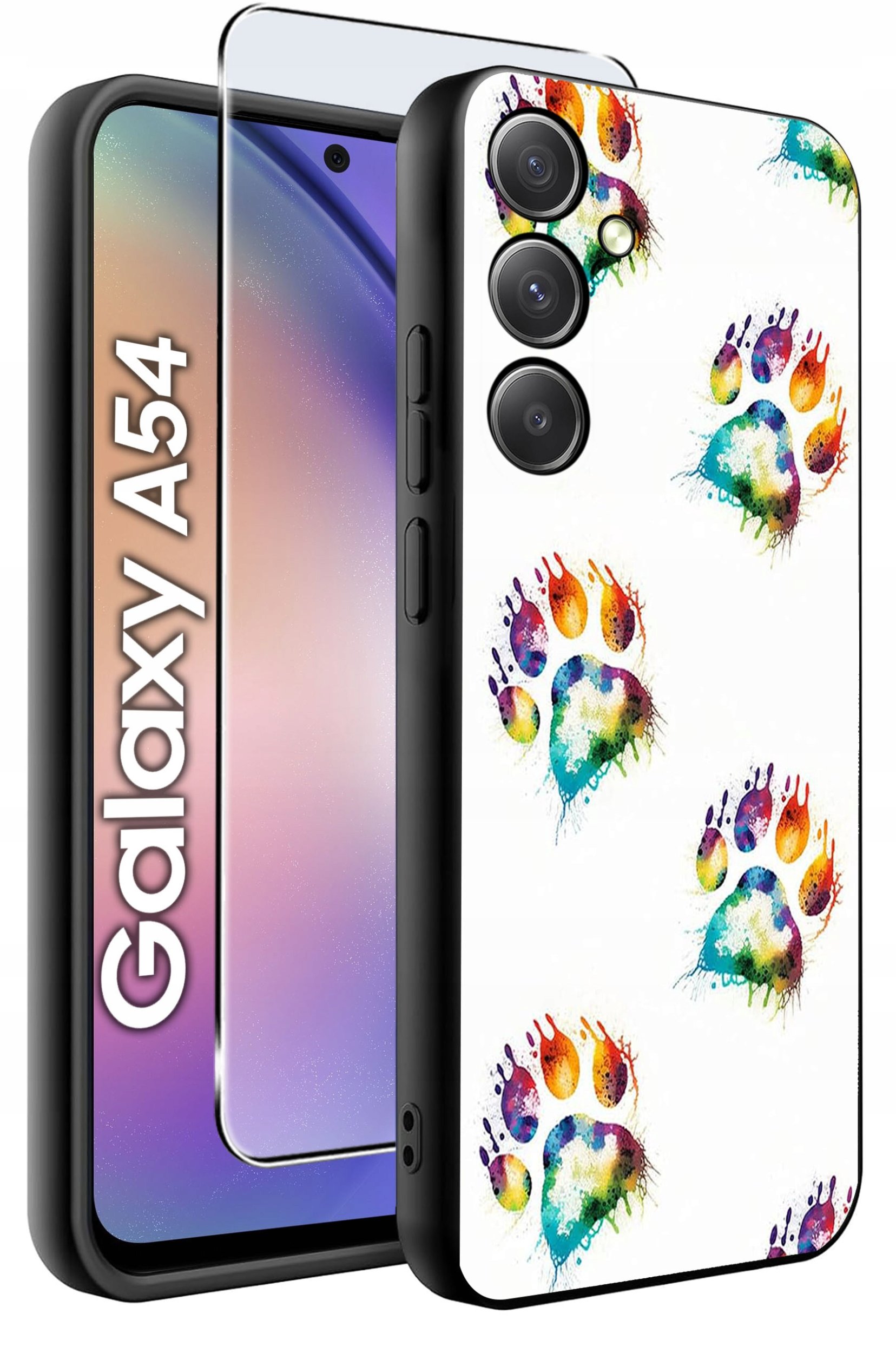 ETUI do Samsung A54 5G WZORY | SILIKONOWE MATT CASE + SZKŁO 9H