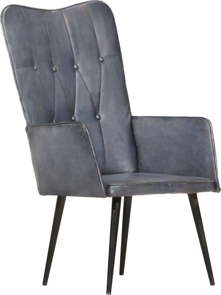 vidaXL vidaXL Fotel z wysokim oparciem, szary, skóra naturalna