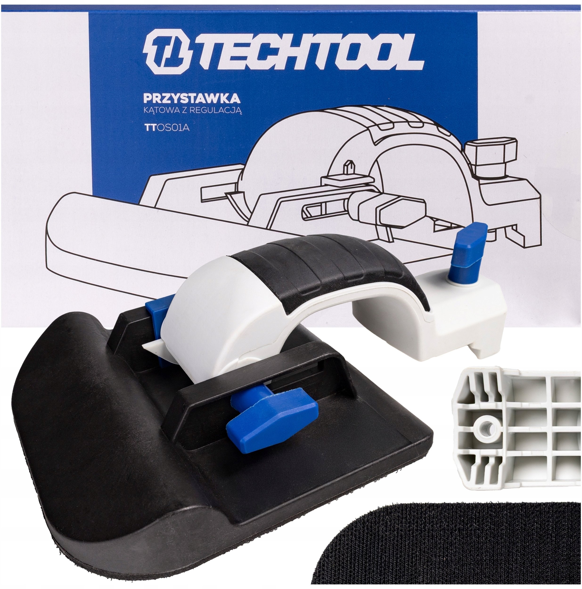 PRZYSTAWKA KĄTOWA Z REGULACJĄ DO SZLIFIERKI MIMOŚRODOWEJ TTOS01 TECHTOOL