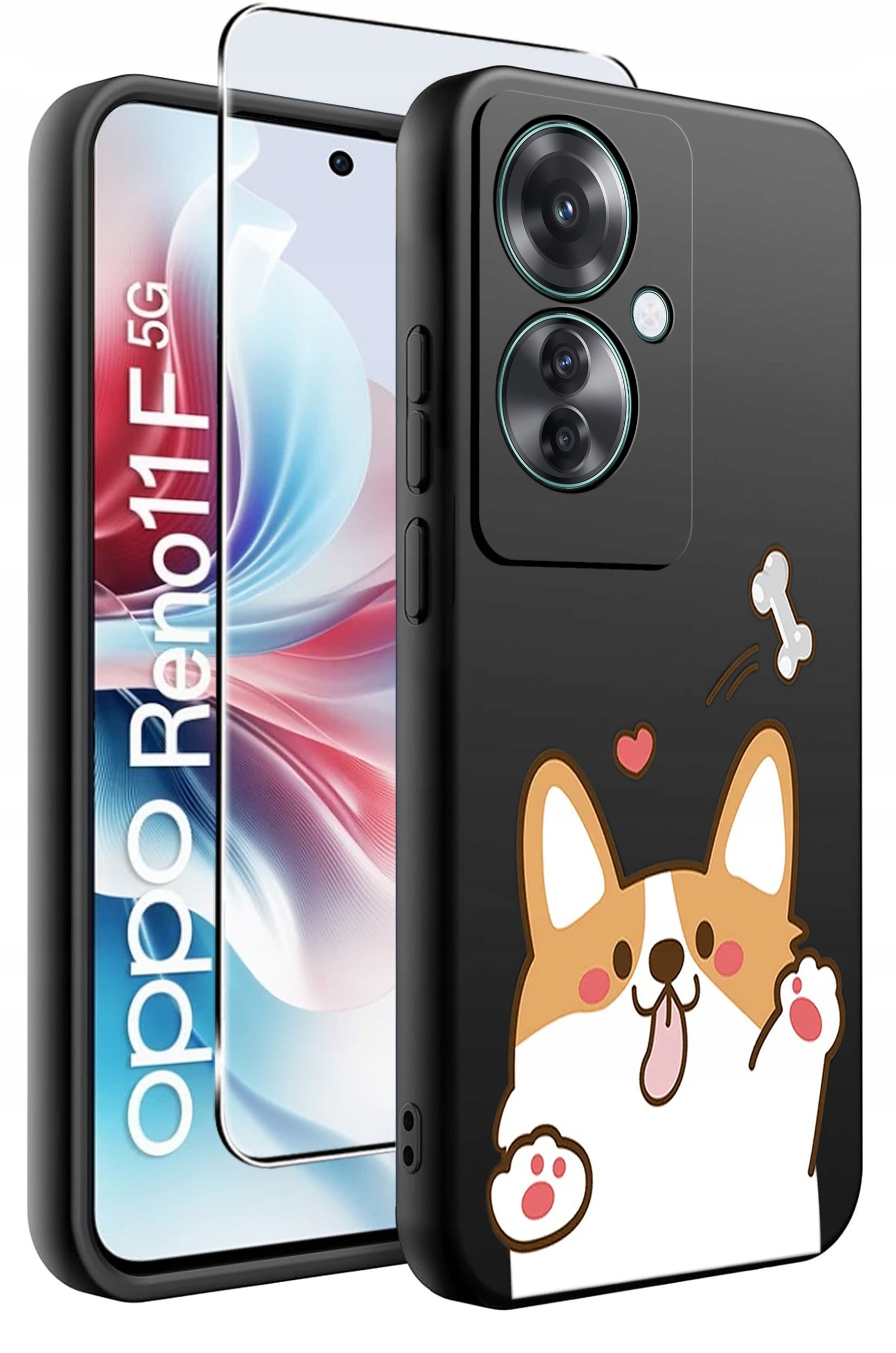 ETUI do Oppo Reno11 F 5G WZORY | SILIKONOWE MATT CASE + SZKŁO HARTOWANE 9H