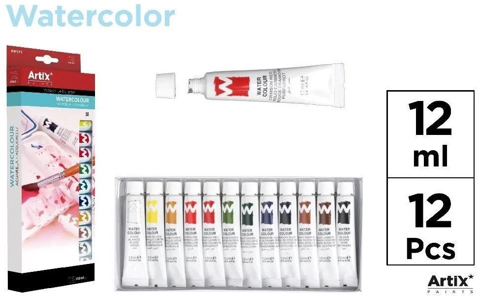 Farba akwarelowa 12ml 12 kolorów