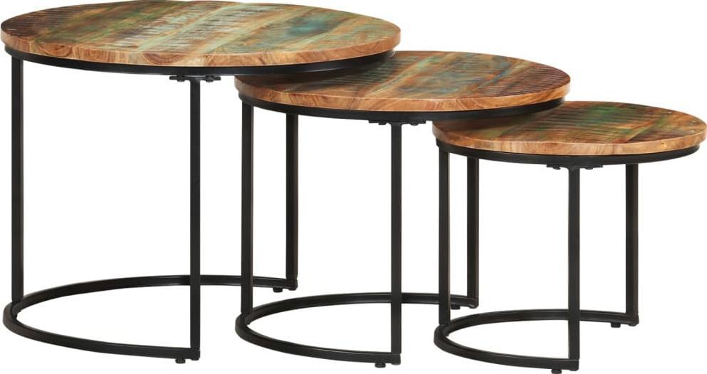 vidaXL Stoliki wsuwane pod siebie, 3 szt., lite drewno odzyskane