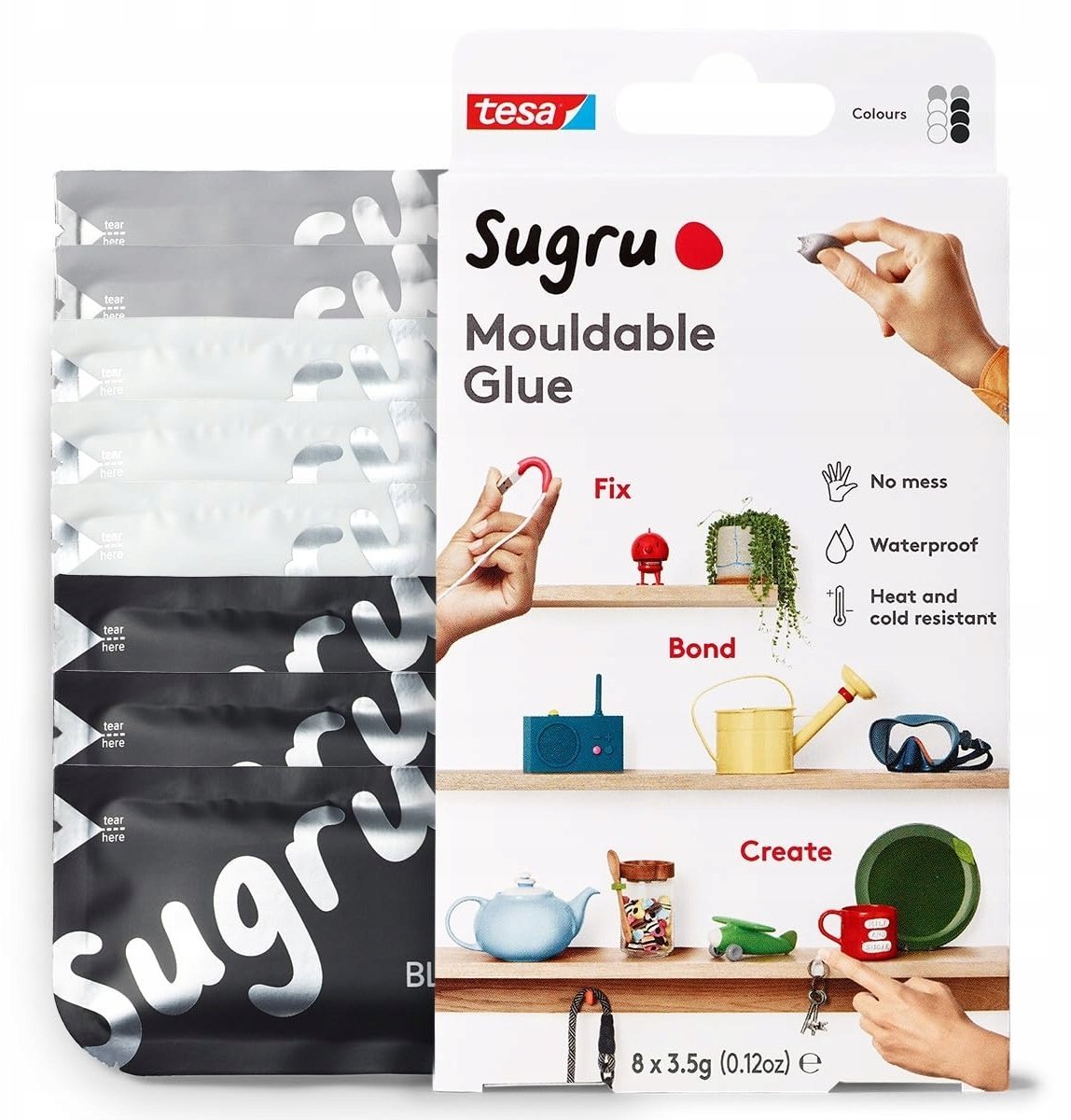 Tesa tesa Sugru klej uniwersalny 8Stk czarny/biały/szary