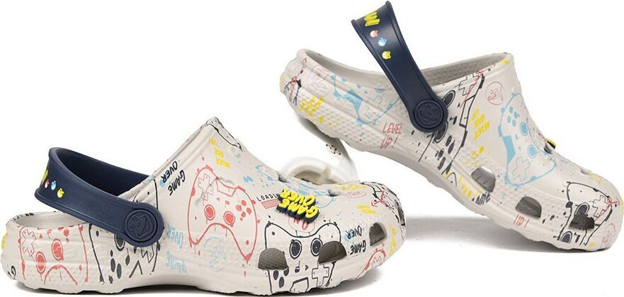 Coqui Chodaki sandały klapki dla dzieci Coqui Little Frog Game Over szare 8701-249-3021 29-30