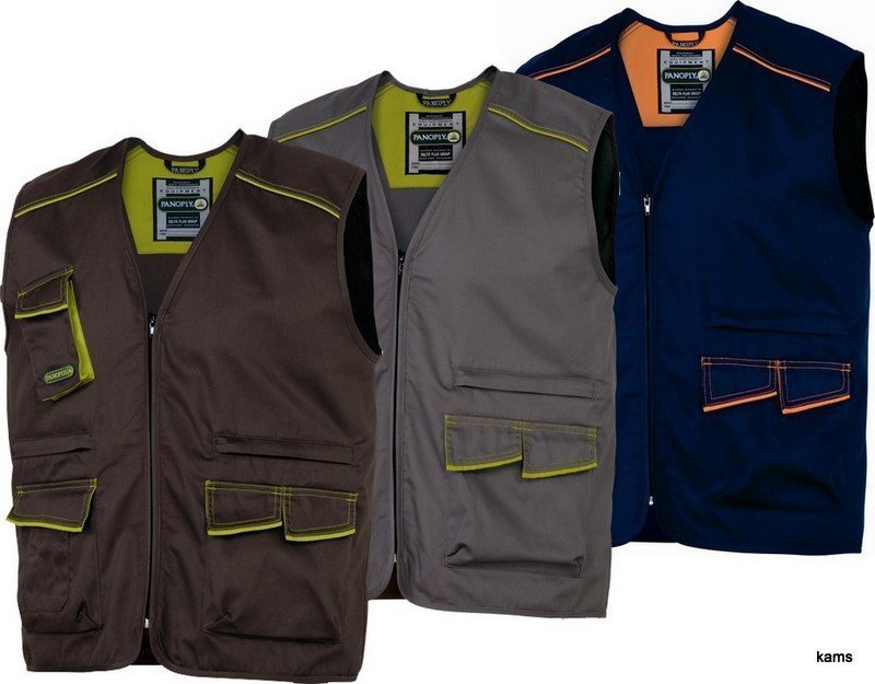 Delta Plus M6GIL - kamizelka robocza, 6 kieszeni, poliestru 65% i bawełny 35% - Brązowo-zielony XS