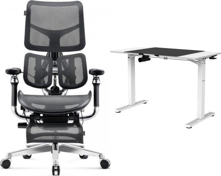 Fotel Diablo Chairs BRAVE Fotel biurowy ergonomiczny V-KINETIC czarny + EGON 1100 Białe 110 cmx60 cm