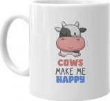 Koszulkowy Cows make me happy - kubek na prezent dla hodowcy krów