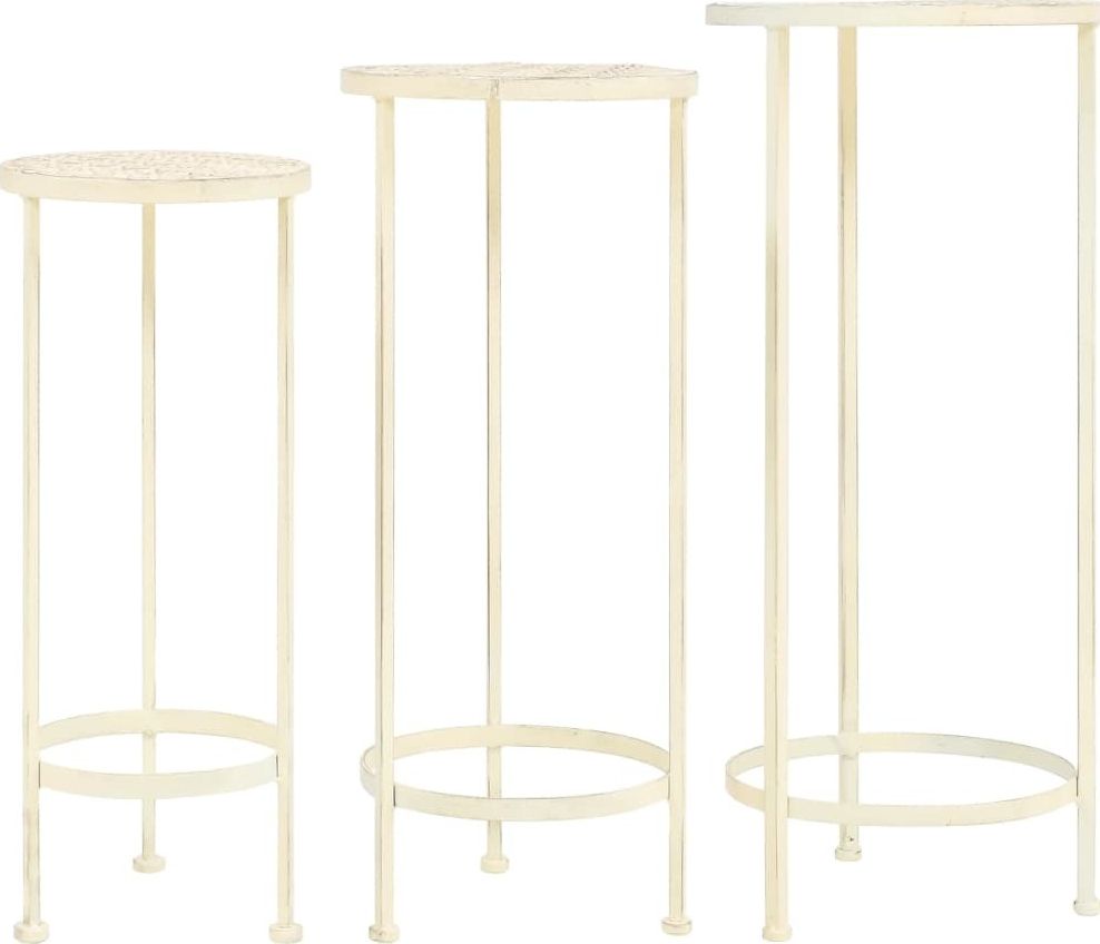 vidaXL Zestaw 3 kwietników vintage, metalowy, antyczny biały