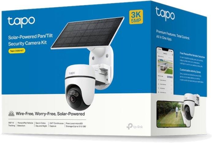 Kamera IP TP-Link Tapo C630 KIT kamera zewnętrzna, panel słoneczny (5MP, 3K, 1620p, IR 16m, WiFi, micro SD card, IP65)