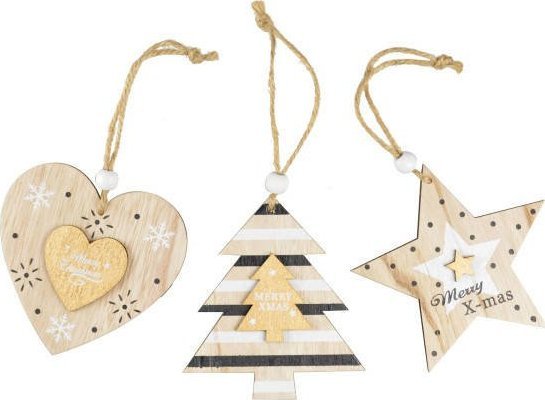 Adikbal Drewniane zawieszki choinkowe one size