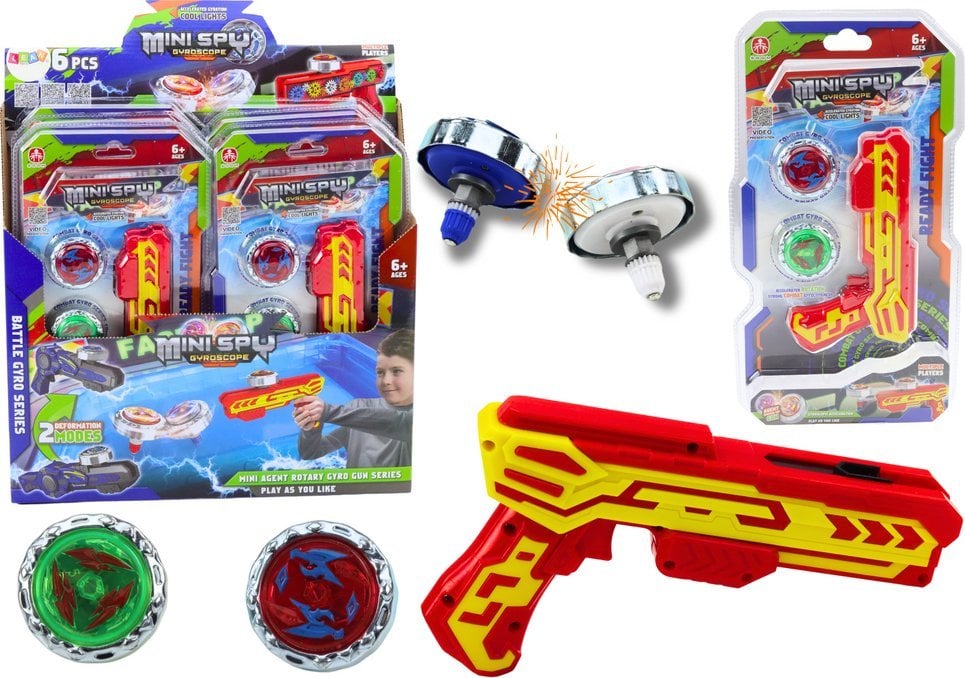 LeanToys Zestaw Pistolet Wyrzutnia 2 Metalowe Krążki Czerwony Światła