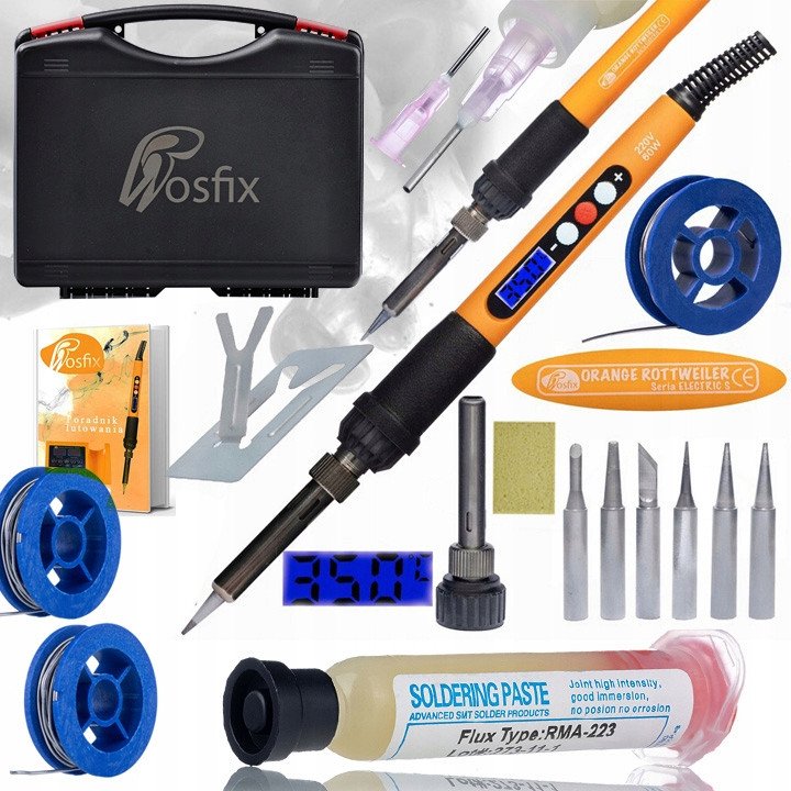 LUTOWNICA Z WYŚWIETLACZEM REGULACJA 60W GROTY PODSTAWKA WALIZKA TOPNIK CYNA