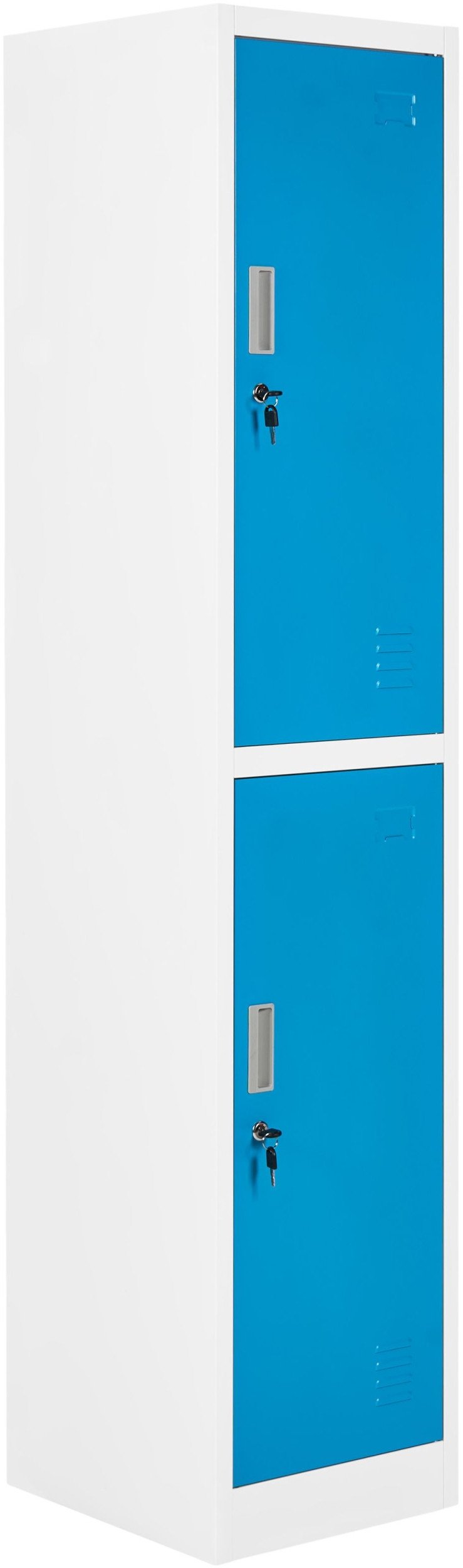 Szafa socjalna ubraniowa dwupoziomowa ATHLETE Metal Biały/ niebieski