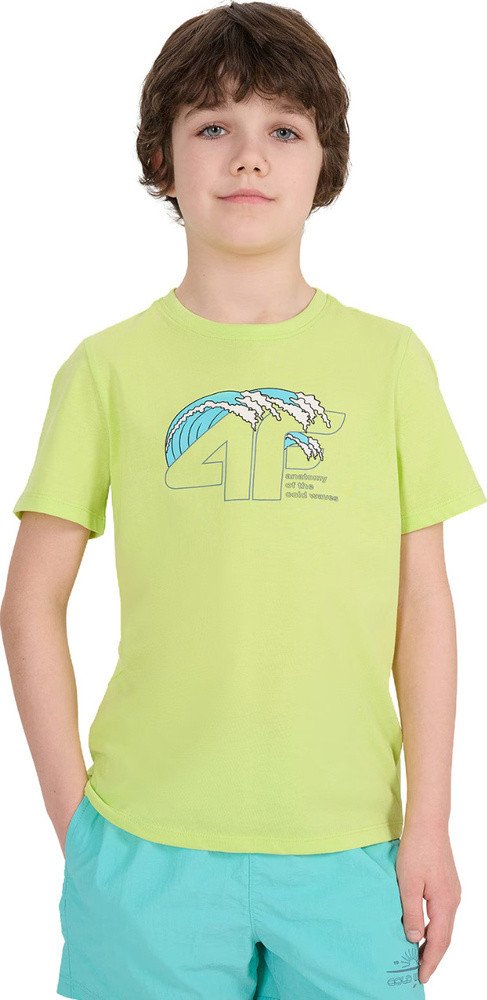 Koszulka dla chłopca 4F M1917 soczysta zieleń 4FJWSS25TTSHM1917 45S 158cm