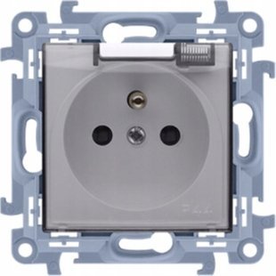 Kontakt-Simon Simon 10 Gniazdo wtyczkowe pojedyncze IP44 z uszczelką z przesłonami torów prądowych klapka w kolorze transparentnym biały 16A.