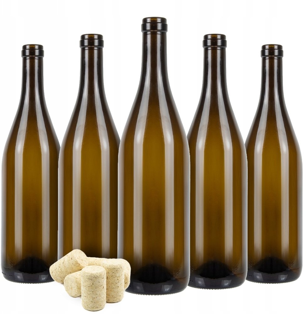 35x Butelki szklane BURGUNDY 0,75L na wino KOREK