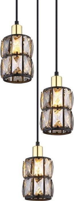 Lampa wisząca Globo Lampa wisząca Wolli 15761-3B kaskda czarna przydymiona
