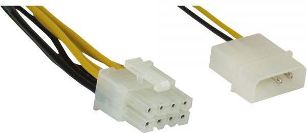 InLine Molex - ATX/EPS 8-pin, 0.3m, Żółty (26630)