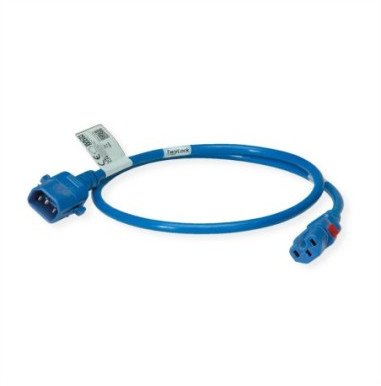 Kabel zasilający Bachmann C14-C15 1.0m niebieski 10A, blokada po obu stronach