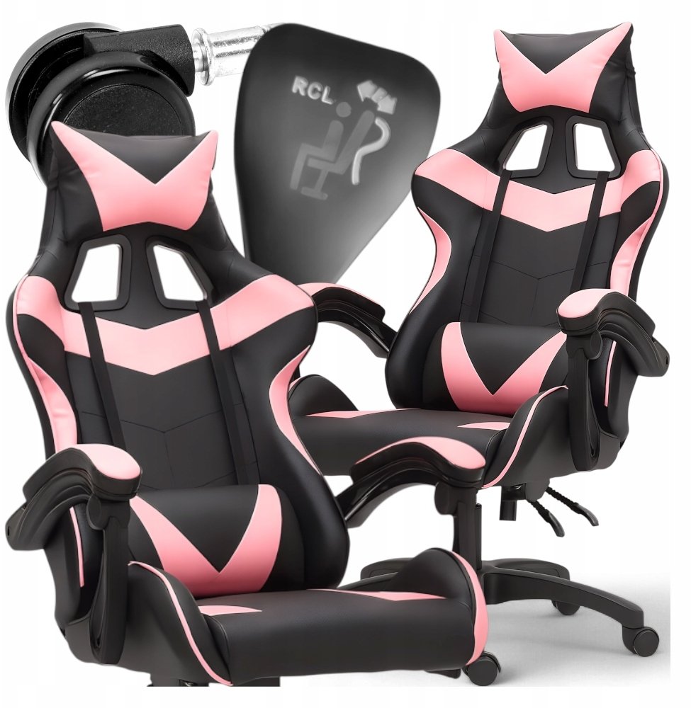 FOTEL GAMINGOWY OBROTOWY BIUROWY RÓŻOWY KANZA