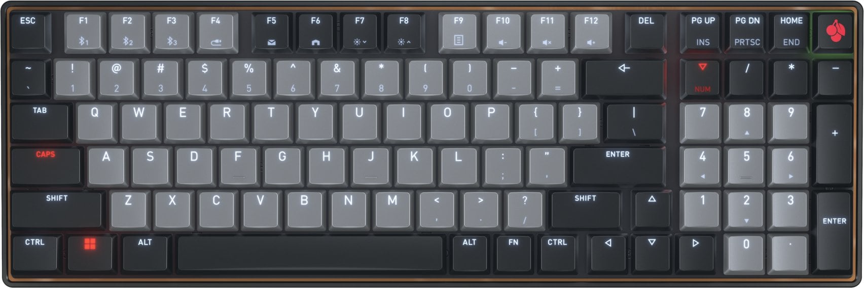 CHERRY KW 550 MX LP klawiatura Dom/Biuro USB + Bluetooth QZERTY US English Czarny