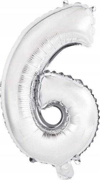 AMSCAN Balon foliowy mini cyfra 6 srebrna 29x40cm