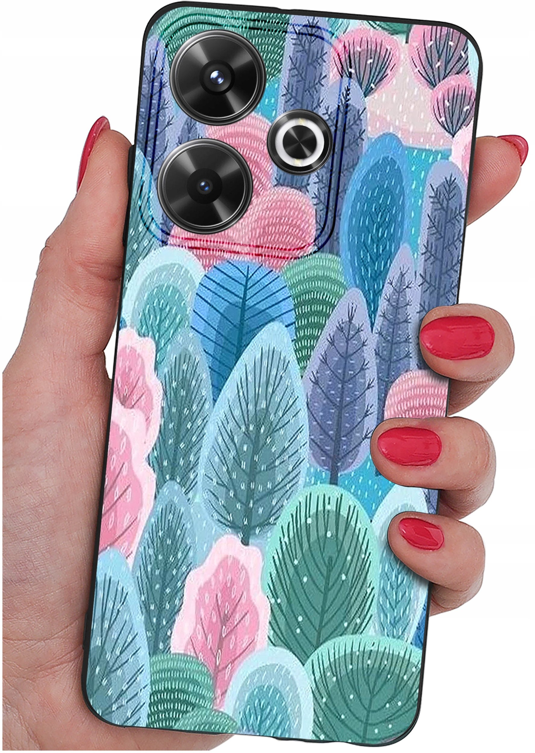 Etui do Xiaomi Redmi 13 4G WZORY |SILIKONOWE MATT CASE + SZKŁO 9H