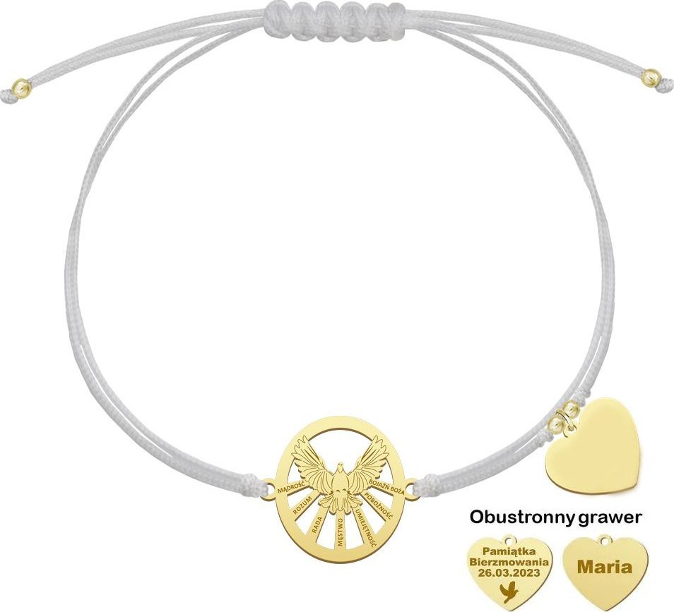 Radziszewska Jewellery Bransoletka na Bierzmowanie Duch Święty srebro pozłacane GRAWER GRATIS